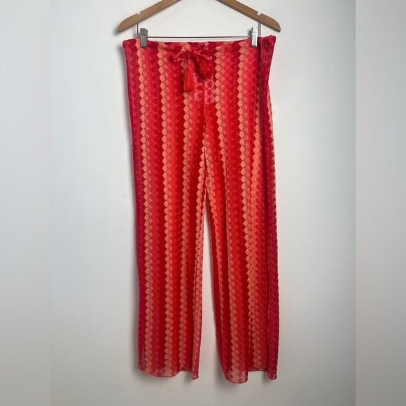 NEW BECCA By Rebecca Virtue Sunset Soiree Crochet Knit Split Wide Leg Coverup S - Picture 3 of 12